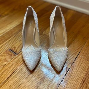 Vince Camuto Ivory Satin Pumps with sequins 9M